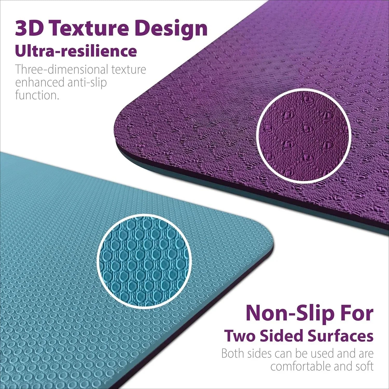 Extra Thick Exercise Yoga Mat with Strap - 2/5 Inch (10MM), Non-Slip Workout Mat