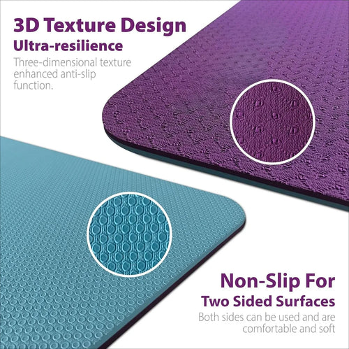 Extra Thick Exercise Yoga Mat with Strap - 2/5 Inch (10MM), Non-Slip Workout Mat