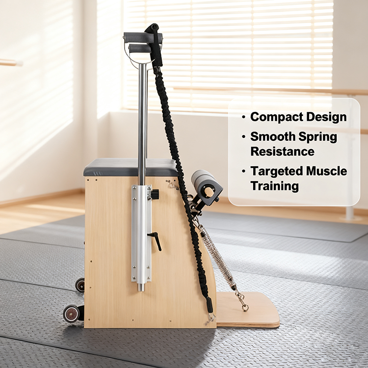 Portable Wunda Chair Pilates Equipment Solid Maple Wood Frame Compact Fitness Chair for Home & Professional Studio